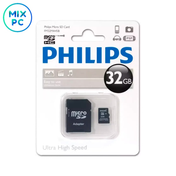 Флеш карта microSD 32GB Philips (SD адаптер)