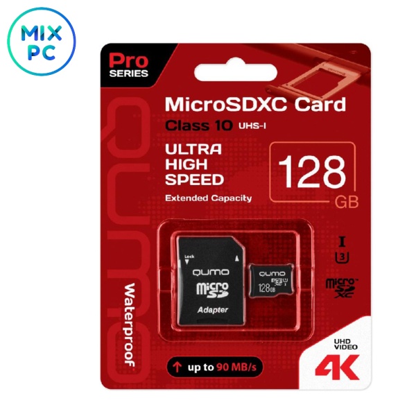 Карта памяти microSD 128GB QUMO (SD адаптер)