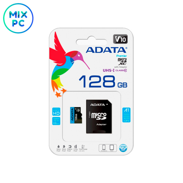 Флеш карта microSD 128GB ADATA Premier V10 (SD адаптер)