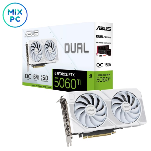 Видеокарта RTX 5060 Ti 16GB ASUS DUAL WHITE OC
