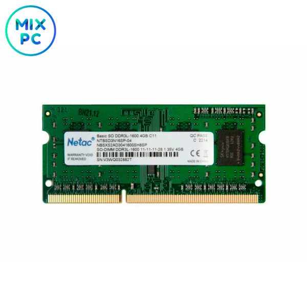 Модуль памяти DDR3L SO-DIMM 4Gb 1600MHz Netac NTBSD3N16SP-04