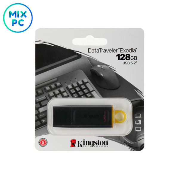 Флеш диск 128GB Kingston DataTraveler Exodia Black/Yellow USB 3.2