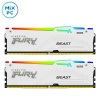 Оперативная память DDR5 32Gb (2х16Gb) 5200MHz CL40 Kingston FURY Beast White RGB KF552C40BWAK2-32