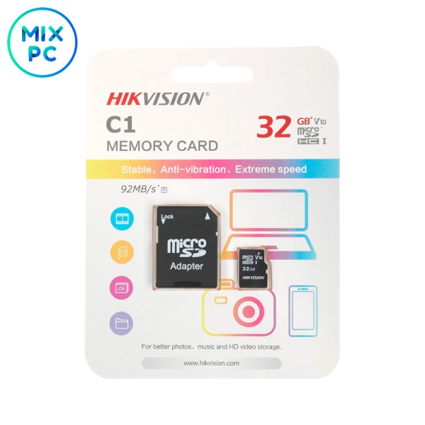Флеш карта microSD 32GB Hikvision (SD адаптер)