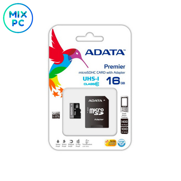 Флеш карта microSD 16GB ADATA Premier (SD адаптер)