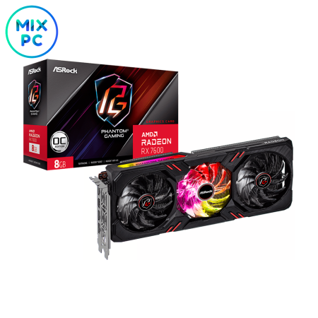 Видеокарта RX7600 8Gb ASRock PG 8GO Phantom Gaming 8G OC
