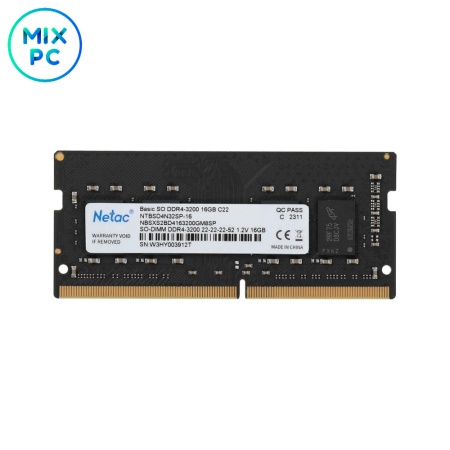 Модуль памяти DDR4 SO-DIMM 16GB 3200MHz Netac Basic NTBSD4N32SP-16