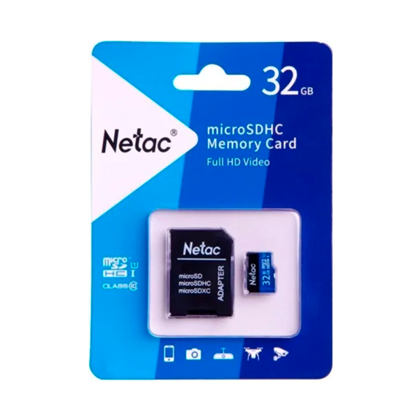 Карта памяти microSD 32GB Netac P500 (SD адаптер)