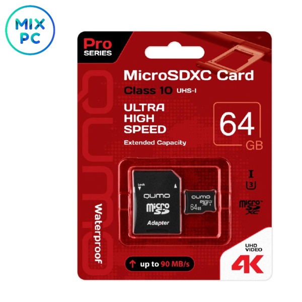 Карта памяти microSD 64GB QUMO (SD адаптер)