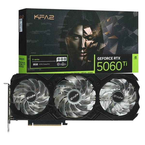 Видеокарта RTX 5060 TI 8GB KFA2 X-series OC 3FAN RGB Black 56ISN8MD7JEK