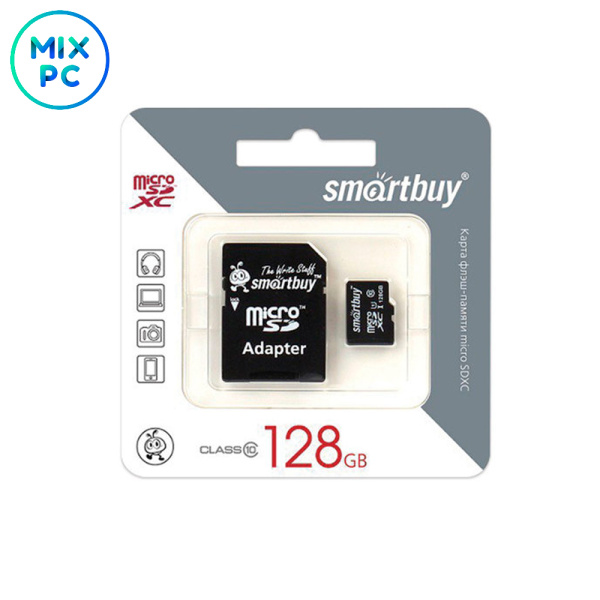 Флеш карта microSD 128GB Smartbuy (SD адаптер)