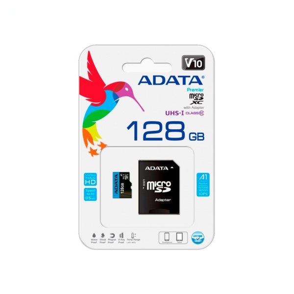 Карта памяти microSD 128GB ADATA Premier V10 (SD адаптер)